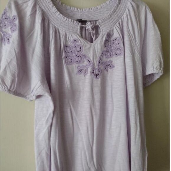 Style and co. Women's Lavender Embroidered Top 1x NWT - Picture 2 of 9